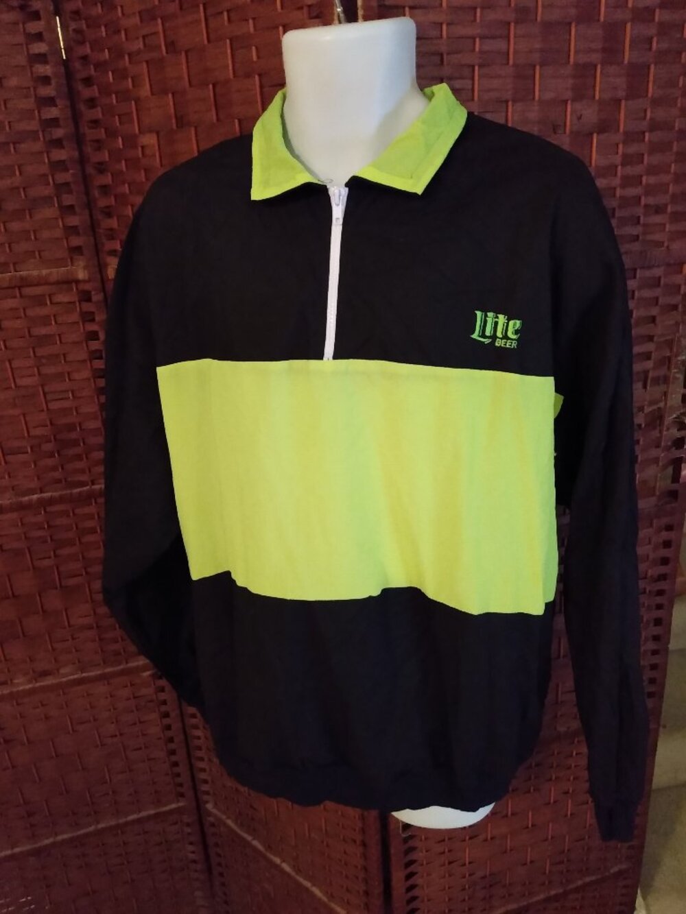 Vintage Miller Light Beer 1/4 Zip Windbreaker Jacket 80s 90s Retro Men's XL 90s